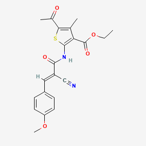 ethyl 5-acetyl-2-{[(2E)-2-cyano-3-(4-methoxyphenyl)prop-2-enoyl]amino}-4-methylthiophene-3-carboxylate
