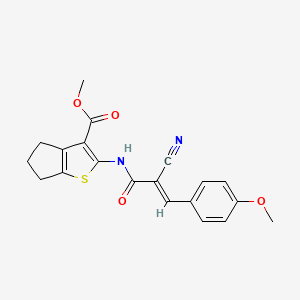 methyl 2-{[(2E)-2-cyano-3-(4-methoxyphenyl)prop-2-enoyl]amino}-5,6-dihydro-4H-cyclopenta[b]thiophene-3-carboxylate