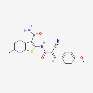 molecular formula C21H21N3O3S B7741141 2-{[(2E)-2-cyano-3-(4-methoxyphenyl)prop-2-enoyl]amino}-6-methyl-4,5,6,7-tetrahydro-1-benzothiophene-3-carboxamide 