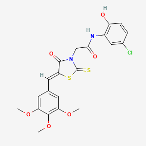 molecular formula C21H19ClN2O6S2 B7741190 N-(5-chloro-2-hydroxyphenyl)-2-[(5Z)-4-oxo-2-thioxo-5-(3,4,5-trimethoxybenzylidene)-1,3-thiazolidin-3-yl]acetamide 