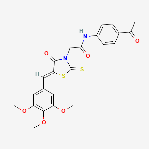 molecular formula C23H22N2O6S2 B7741198 N-(4-acetylphenyl)-2-[(5Z)-4-oxo-2-thioxo-5-(3,4,5-trimethoxybenzylidene)-1,3-thiazolidin-3-yl]acetamide 