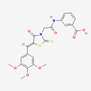 molecular formula C22H20N2O7S2 B7741203 3-({[(5Z)-4-oxo-2-thioxo-5-(3,4,5-trimethoxybenzylidene)-1,3-thiazolidin-3-yl]acetyl}amino)benzoic acid 
