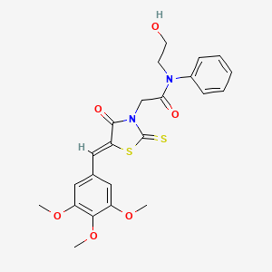 molecular formula C23H24N2O6S2 B7741210 N-(2-hydroxyethyl)-2-[(5Z)-4-oxo-2-thioxo-5-(3,4,5-trimethoxybenzylidene)-1,3-thiazolidin-3-yl]-N-phenylacetamide 