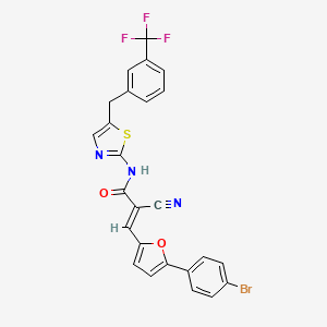 (E)-3-[5-(4-bromophenyl)furan-2-yl]-2-cyano-N-[5-[[3-(trifluoromethyl)phenyl]methyl]-1,3-thiazol-2-yl]prop-2-enamide