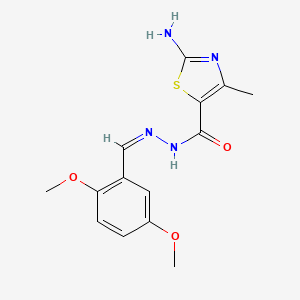 molecular formula C14H16N4O3S B7741270 2-Amino-N'-[(1Z)-(2,5-dimethoxyphenyl)methylidene]-4-methyl-1,3-thiazole-5-carbohydrazide 