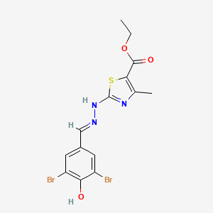 molecular formula C14H13Br2N3O3S B7741285 (E)-ethyl 2-(2-(3,5-dibromo-4-hydroxybenzylidene)hydrazinyl)-4-methylthiazole-5-carboxylate 