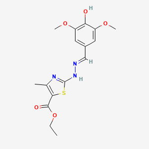 ethyl 2-[(2E)-2-[(4-hydroxy-3,5-dimethoxyphenyl)methylidene]hydrazinyl]-4-methyl-1,3-thiazole-5-carboxylate