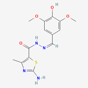 molecular formula C14H16N4O4S B7741298 2-amino-N'-[(Z)-(4-hydroxy-3,5-dimethoxyphenyl)methylidene]-4-methyl-1,3-thiazole-5-carbohydrazide 