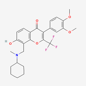 molecular formula C26H28F3NO5 B7741312 8-{[cyclohexyl(methyl)amino]methyl}-3-(3,4-dimethoxyphenyl)-7-hydroxy-2-(trifluoromethyl)-4H-chromen-4-one 