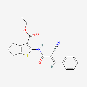 ethyl 2-{[(2E)-2-cyano-3-phenylprop-2-enoyl]amino}-5,6-dihydro-4H-cyclopenta[b]thiophene-3-carboxylate