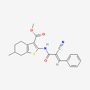 methyl 2-{[(2E)-2-cyano-3-phenylprop-2-enoyl]amino}-6-methyl-4,5,6,7-tetrahydro-1-benzothiophene-3-carboxylate