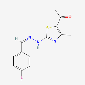 1-{2-[(2Z)-2-(4-fluorobenzylidene)hydrazinyl]-4-methyl-1,3-thiazol-5-yl}ethanone