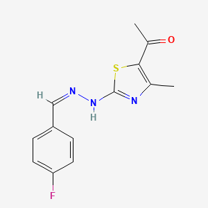 molecular formula C13H12FN3OS B7741382 1-{2-[(2Z)-2-(4-fluorobenzylidene)hydrazinyl]-4-methyl-1,3-thiazol-5-yl}ethanone 