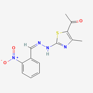 1-[4-methyl-2-[(2Z)-2-[(2-nitrophenyl)methylidene]hydrazinyl]-1,3-thiazol-5-yl]ethanone