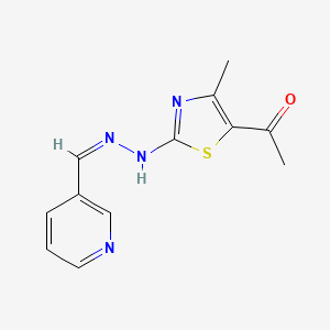 molecular formula C12H12N4OS B7741400 (Z)-1-(4-methyl-2-(2-(pyridin-3-ylmethylene)hydrazinyl)thiazol-5-yl)ethanone 