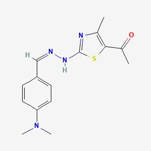 molecular formula C15H18N4OS B7741411 1-[2-[(2Z)-2-[[4-(dimethylamino)phenyl]methylidene]hydrazinyl]-4-methyl-1,3-thiazol-5-yl]ethanone 