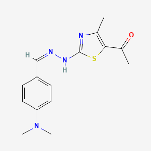 1-[2-[(2Z)-2-[[4-(dimethylamino)phenyl]methylidene]hydrazinyl]-4-methyl-1,3-thiazol-5-yl]ethanone