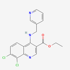 molecular formula C18H15Cl2N3O2 B7741443 Ethyl 7,8-dichloro-4-[(pyridin-3-ylmethyl)amino]quinoline-3-carboxylate 