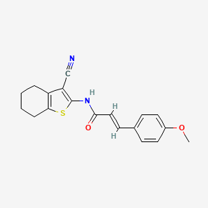 molecular formula C19H18N2O2S B7741510 (E)-N-(3-cyano-4,5,6,7-tetrahydro-1-benzothiophen-2-yl)-3-(4-methoxyphenyl)prop-2-enamide 