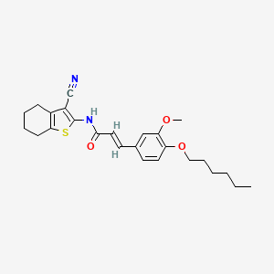 molecular formula C25H30N2O3S B7741525 (E)-N-(3-cyano-4,5,6,7-tetrahydro-1-benzothiophen-2-yl)-3-(4-hexoxy-3-methoxyphenyl)prop-2-enamide 