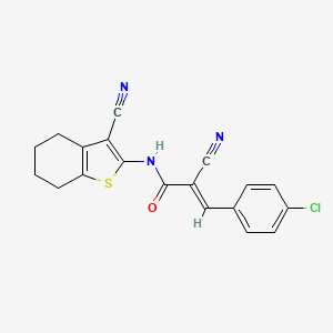 molecular formula C19H14ClN3OS B7741528 (E)-3-(4-chlorophenyl)-2-cyano-N-(3-cyano-4,5,6,7-tetrahydro-1-benzothiophen-2-yl)prop-2-enamide 