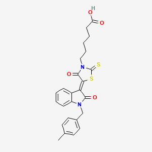 molecular formula C25H24N2O4S2 B7741545 6-{(5Z)-5-[1-(4-methylbenzyl)-2-oxo-1,2-dihydro-3H-indol-3-ylidene]-4-oxo-2-thioxo-1,3-thiazolidin-3-yl}hexanoic acid 