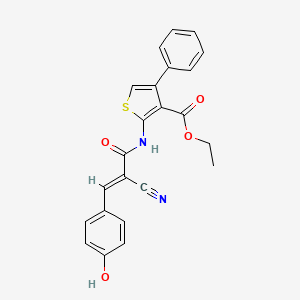 molecular formula C23H18N2O4S B7741553 ethyl 2-{[(2E)-2-cyano-3-(4-hydroxyphenyl)prop-2-enoyl]amino}-4-phenylthiophene-3-carboxylate 