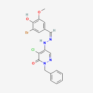 molecular formula C19H16BrClN4O3 B7741561 (Z)-2-benzyl-5-(2-(3-bromo-4-hydroxy-5-methoxybenzylidene)hydrazinyl)-4-chloropyridazin-3(2H)-one 