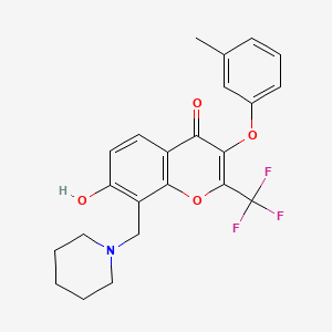 7-hydroxy-3-(3-methylphenoxy)-8-(piperidin-1-ylmethyl)-2-(trifluoromethyl)-4H-chromen-4-one