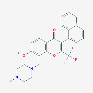 molecular formula C26H23F3N2O3 B7741583 7-hydroxy-8-[(4-methylpiperazin-1-yl)methyl]-3-(naphthalen-1-yl)-2-(trifluoromethyl)-4H-chromen-4-one 