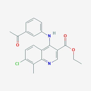 Ethyl 4-[(3-acetylphenyl)amino]-7-chloro-8-methylquinoline-3-carboxylate