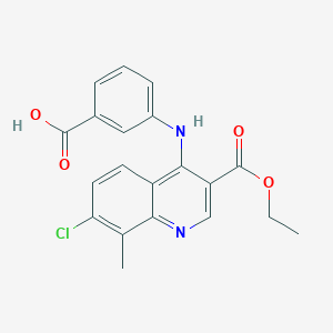 molecular formula C20H17ClN2O4 B7741592 3-{[7-Chloro-3-(ethoxycarbonyl)-8-methylquinolin-4-yl]amino}benzoic acid 