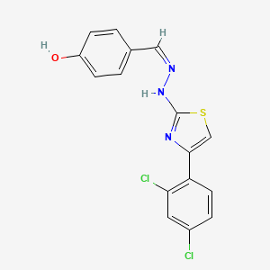 molecular formula C16H11Cl2N3OS B7741596 4-[(Z)-[[4-(2,4-dichlorophenyl)-1,3-thiazol-2-yl]hydrazinylidene]methyl]phenol 