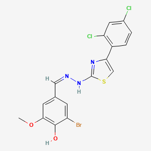 molecular formula C17H12BrCl2N3O2S B7741606 (Z)-2-bromo-4-((2-(4-(2,4-dichlorophenyl)thiazol-2-yl)hydrazono)methyl)-6-methoxyphenol 