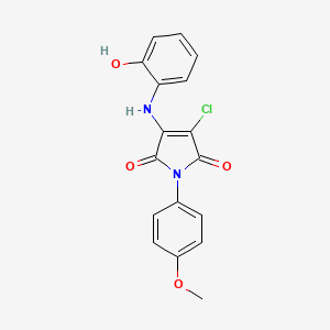 molecular formula C17H13ClN2O4 B7741615 3-chloro-4-[(2-hydroxyphenyl)amino]-1-(4-methoxyphenyl)-1H-pyrrole-2,5-dione 