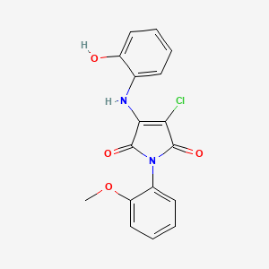 molecular formula C17H13ClN2O4 B7741619 3-chloro-4-[(2-hydroxyphenyl)amino]-1-(2-methoxyphenyl)-1H-pyrrole-2,5-dione 