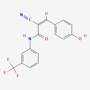 (Z)-2-cyano-3-(4-hydroxyphenyl)-N-[3-(trifluoromethyl)phenyl]prop-2-enamide