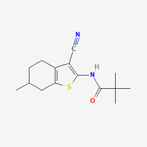 molecular formula C15H20N2OS B7741664 N-(3-cyano-6-methyl-4,5,6,7-tetrahydro-1-benzothiophen-2-yl)-2,2-dimethylpropanamide 
