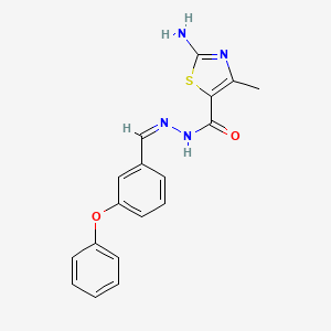 molecular formula C18H16N4O2S B7741674 2-amino-4-methyl-N-[(1Z)-(3-phenoxyphenyl)methylidene]-1,3-thiazole-5-carbohydrazide 