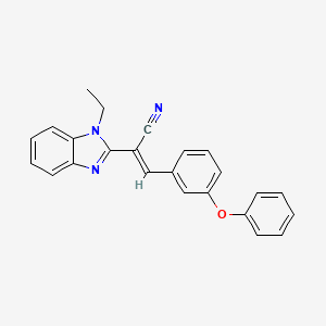 (E)-2-(1-ethylbenzimidazol-2-yl)-3-(3-phenoxyphenyl)prop-2-enenitrile