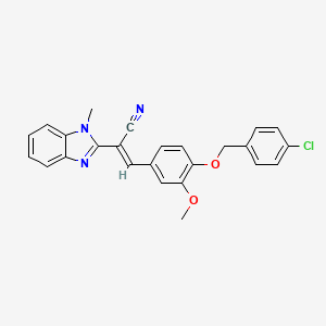 (E)-3-[4-[(4-chlorophenyl)methoxy]-3-methoxyphenyl]-2-(1-methylbenzimidazol-2-yl)prop-2-enenitrile