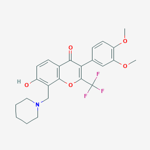 3-(3,4-dimethoxyphenyl)-7-hydroxy-8-(piperidin-1-ylmethyl)-2-(trifluoromethyl)-4H-chromen-4-one