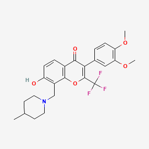 molecular formula C25H26F3NO5 B7741861 3-(3,4-dimethoxyphenyl)-7-hydroxy-8-[(4-methylpiperidin-1-yl)methyl]-2-(trifluoromethyl)-4H-chromen-4-one 