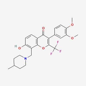 3-(3,4-dimethoxyphenyl)-7-hydroxy-8-[(4-methylpiperidin-1-yl)methyl]-2-(trifluoromethyl)-4H-chromen-4-one