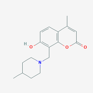 molecular formula C17H21NO3 B7741866 7-Hydroxy-4-methyl-8-(4-methyl-piperidin-1-ylmethyl)-chromen-2-one 