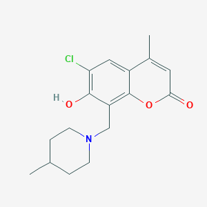 molecular formula C17H20ClNO3 B7741896 6-Chloro-7-hydroxy-4-methyl-8-[(4-methylpiperidin-1-yl)methyl]chromen-2-one 