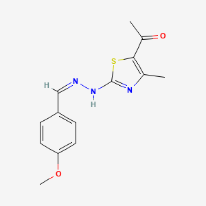 molecular formula C14H15N3O2S B7741946 1-{2-[(2Z)-2-(4-methoxybenzylidene)hydrazinyl]-4-methyl-1,3-thiazol-5-yl}ethanone 