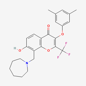 molecular formula C25H26F3NO4 B7741972 8-(azepan-1-ylmethyl)-3-(3,5-dimethylphenoxy)-7-hydroxy-2-(trifluoromethyl)-4H-chromen-4-one 