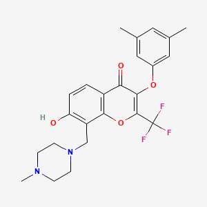 molecular formula C24H25F3N2O4 B7741983 3-(3,5-dimethylphenoxy)-7-hydroxy-8-[(4-methylpiperazin-1-yl)methyl]-2-(trifluoromethyl)-4H-chromen-4-one 