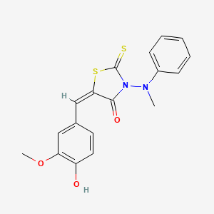 (5E)-5-[(4-hydroxy-3-methoxyphenyl)methylidene]-3-(N-methylanilino)-2-sulfanylidene-1,3-thiazolidin-4-one